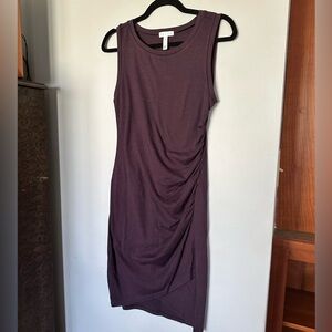 NWOT Leith Sleeveless Ruched Midi Dress in Plum